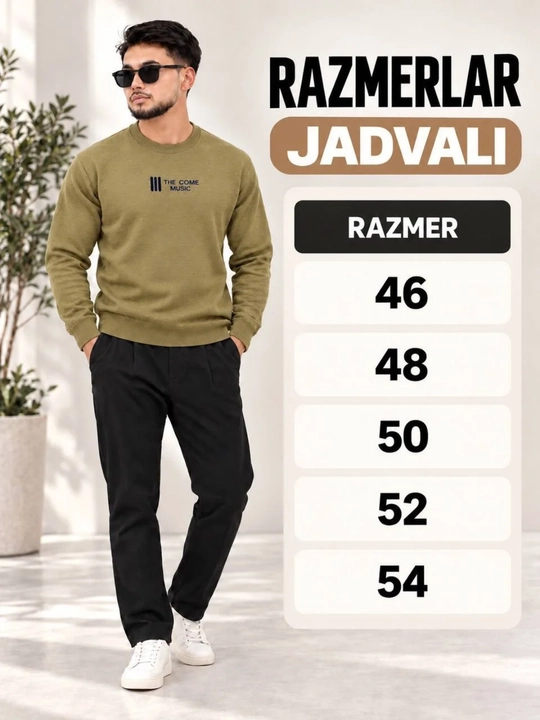 Erkaklar uchun bahorgi va kuzgi jemper, 46–54 o‘lchamlar