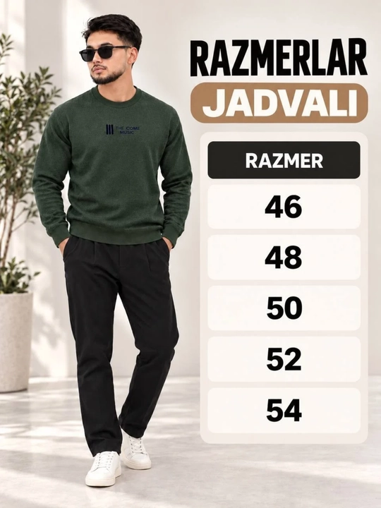 Erkaklar uchun bahorgi va kuzgi jemper, 46–54 o‘lchamlar