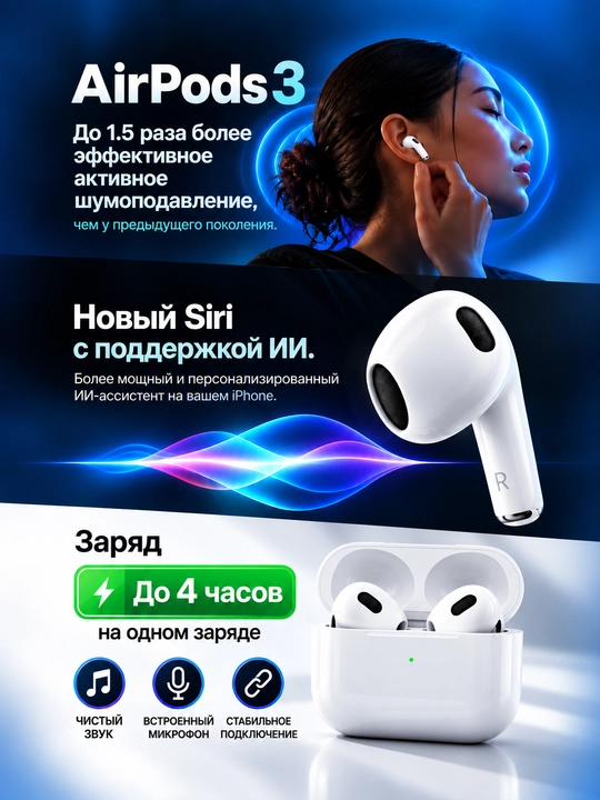 IPhone va Android uchun simsiz Pods 3/Pro3/ Pro2/2.2/Premium quloqchinlar
