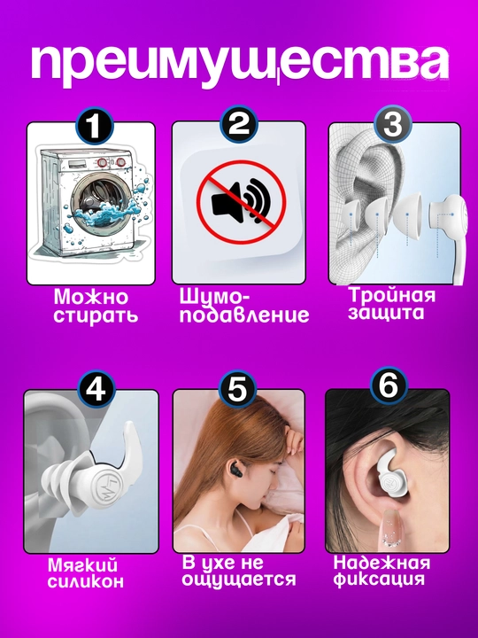 Беруши для сна, беруши для плавания, беруши противошумные в футляре, беруши