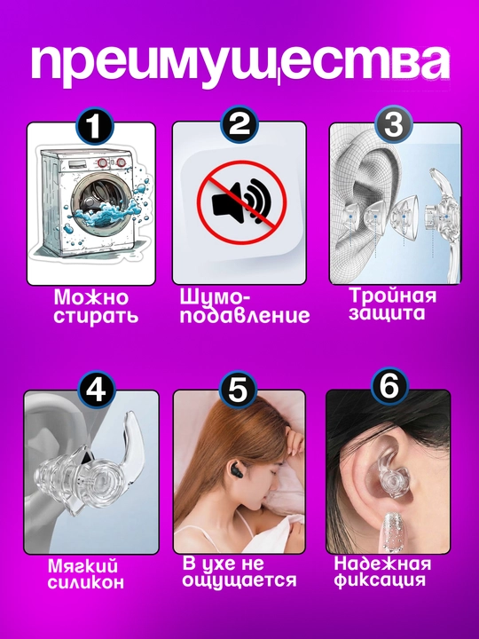 Беруши для сна, беруши для плавания, беруши противошумные в футляре, беруши