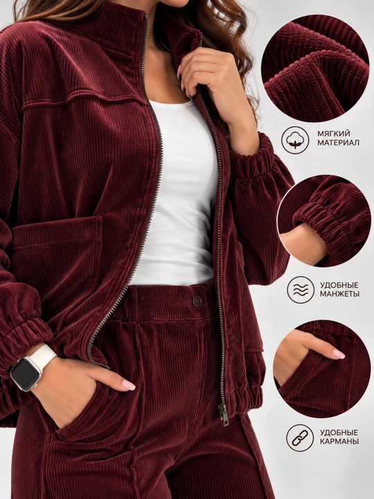 Ayollar sport kostyumi, mikrovelvet, yashinsimon kofta va shim 44-48