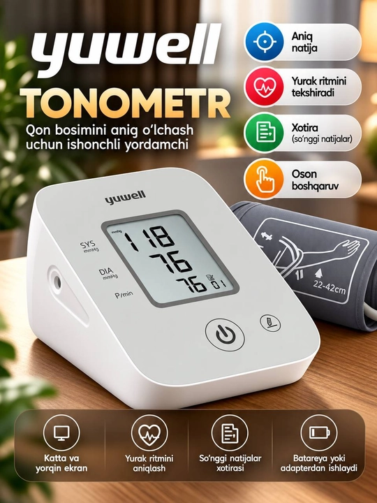 Yuwell YE610D avtomatik elektron tonometri - 