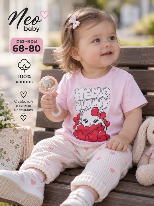 Футболка для девочки, Neo baby, 100% хлопок - 
