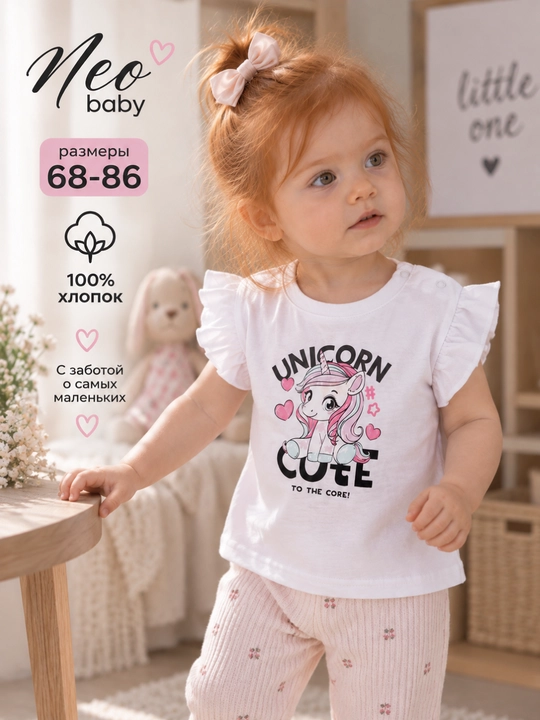 Футболка для девочки, Neo baby, 100% хлопок - 