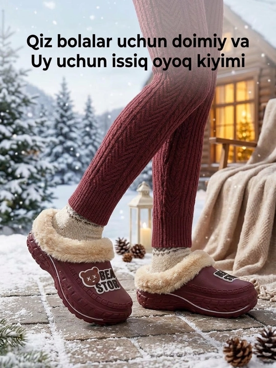 Тёплая меховая обувь для девочек, тёплая обувь для девочек - 