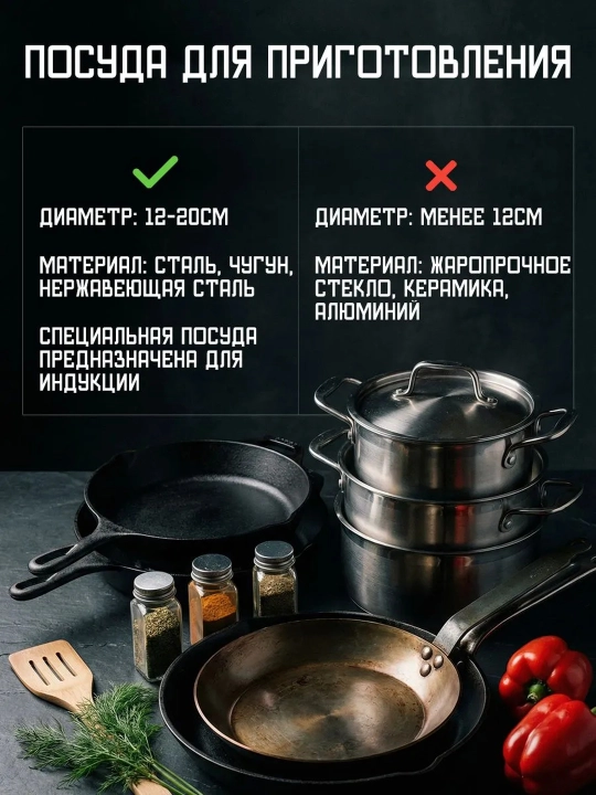 Stol usti induksion plita 2200 Vt, sensorli, 8 rejim, taymer, qora