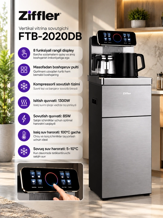 Ziffler FTB-2020DB — issiq va sovuq suv tayyorlash imkoniyatiga ega zamonaviy