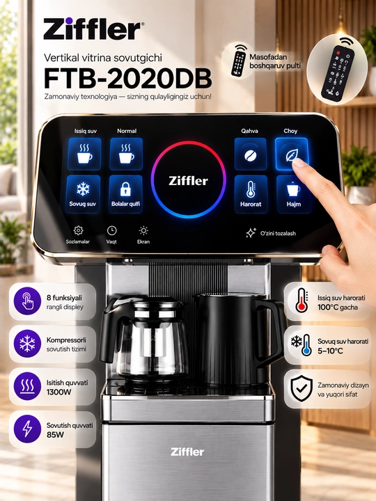 Ziffler FTB-2020DB — issiq va sovuq suv tayyorlash imkoniyatiga ega zamonaviy - 