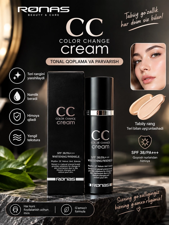 CC Color Change Cream SPF 38 PA+++ yuz uchun tonal krem - 
