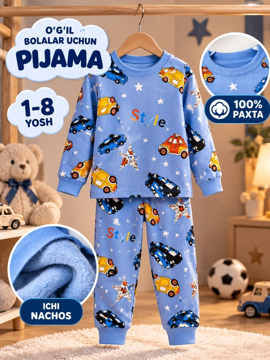 O‘g‘il bola uchun pijama — yumshoq va qulay, 1-8 yosh