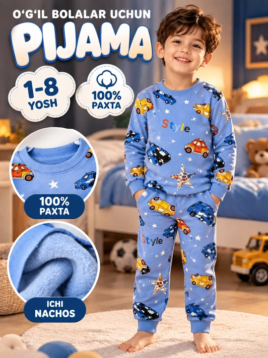 O‘g‘il bola uchun pijama — yumshoq va qulay, 1-8 yosh