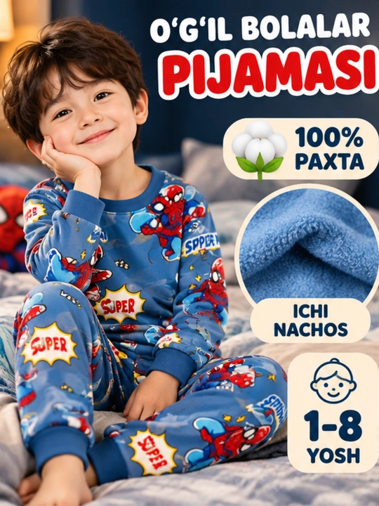 O‘g‘il bola uchun pijama — yumshoq va qulay, 1-8 yosh - 
