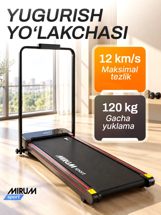 Yugurish yo'lagi, universal, uy va xonadonlar uchun, yig'iladigan, 1-10 kg tezlikka ega - 
