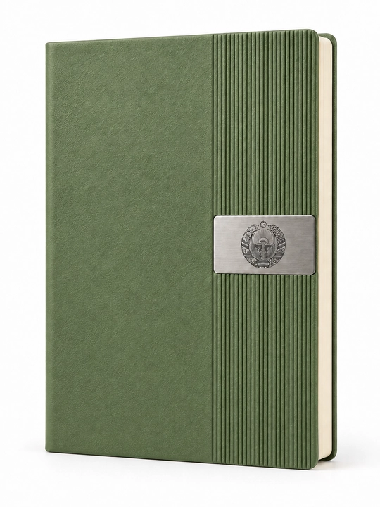 O‘zbekiston gerbi tushirilgan qora chiziqli bloknot