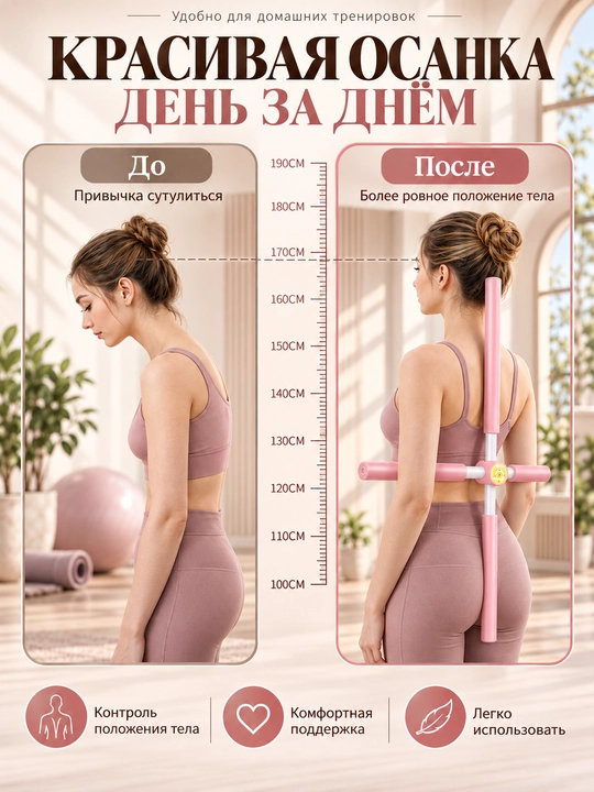 Orqa va yelka uchun cho‘zilish trenajyori, gimnastika tayoqchasi 81 sm