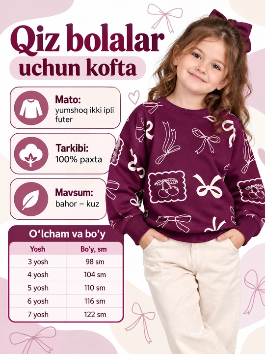 Qiz bolalar uchun svitshot - 