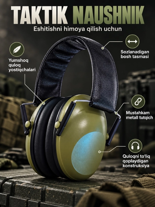 ARM NEXT taktik naushnik, eshitishni himoya qiluvchi, yig‘iladigan, NRR 23