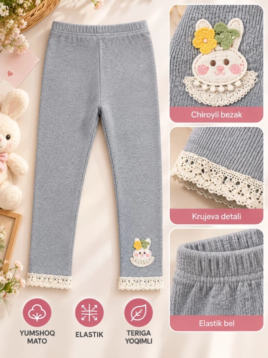 Qizlar uchun bolalar lasinasi, kuzgi elastik losina, yumshoq trikotaj leggings