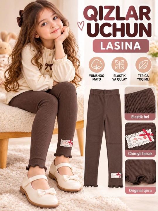 Qizlar uchun bolalar lasinasi, kuzgi elastik losina, yumshoq trikotaj leggings - 