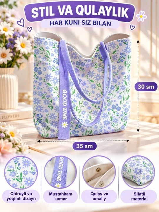 Yozgi sumka, ayollar sumkasi, katta sumka, shopper sumka - 