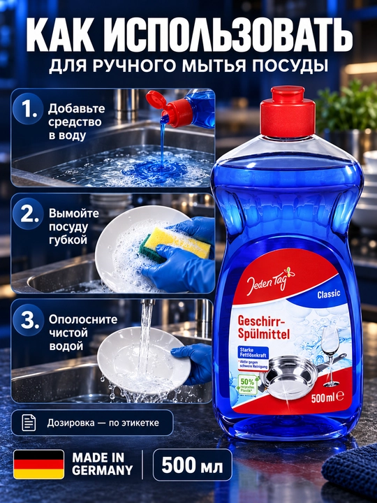 Idish yuvish vositasi Classic Jeden Tag, 500 ml / 1 l