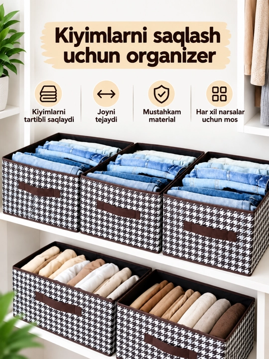 Narsalarni saqlash uchun organayzer quti, kiyimlar uchun organayzer, uy uchun