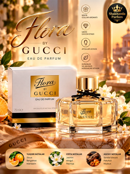 Gucci Flora Eau de Parfum ayollar atiri, 75 ml - 