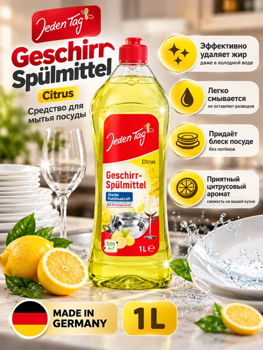 Idish yuvish vositasi Classic Jeden Tag, 500 ml / 1 l - 