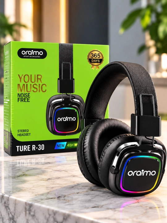 Oraimo TURE R-30 RGB yoritkichli stereo quloqchin, qora