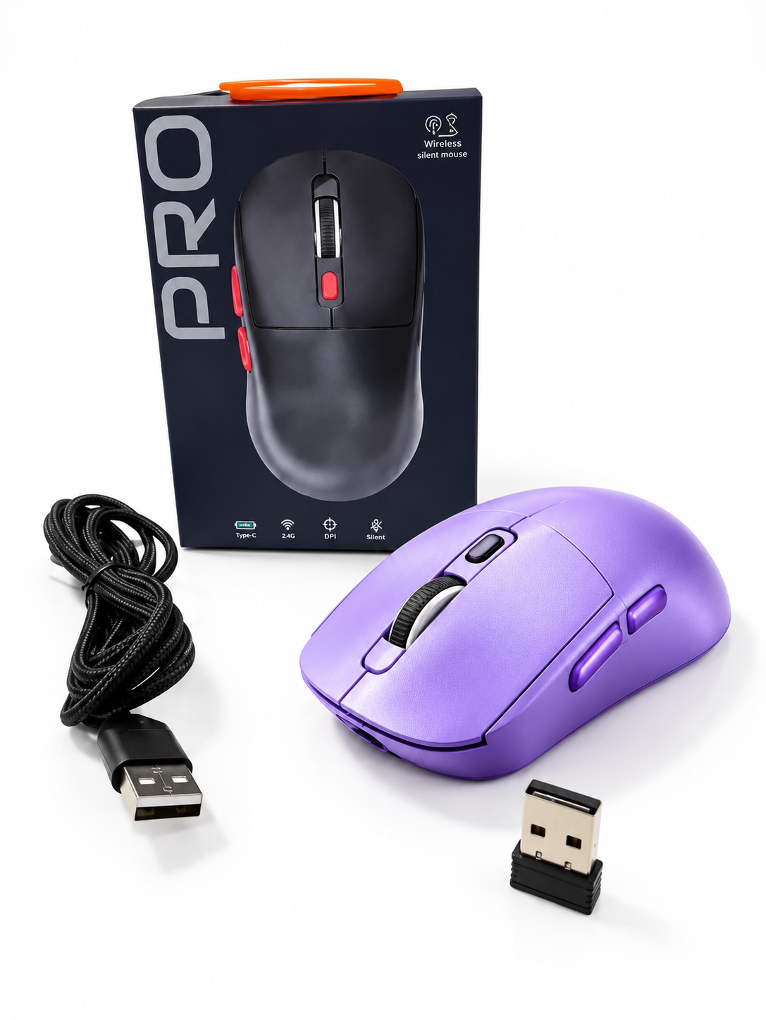 Simsiz Sichqoncha PRO 8000 DPI, Bluetooth + 2.4GHz + Type-C - 
