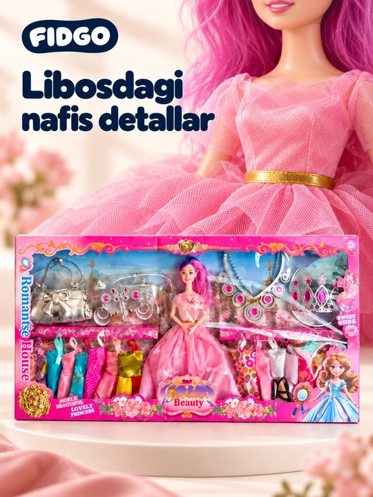 FIDGO qo‘g‘irchoqlari, liboslar va aksessuarlar bilan o‘yin to‘plamlari