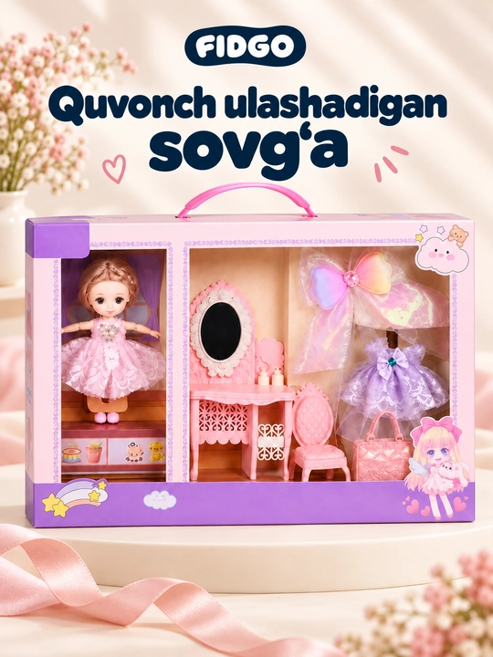 FIDGO qo‘g‘irchoqlari, liboslar va aksessuarlar bilan o‘yin to‘plamlari