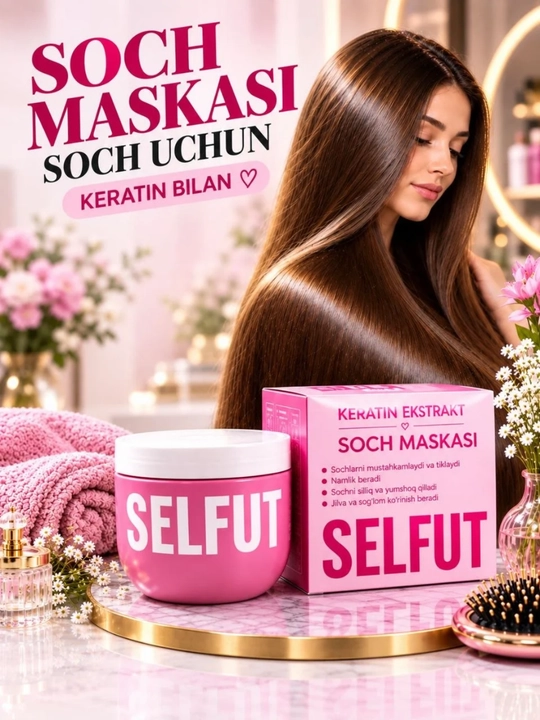 Маска для волос SELFUT для женщин с кератином и восстанавливающая сожженные волосы, 350 мл