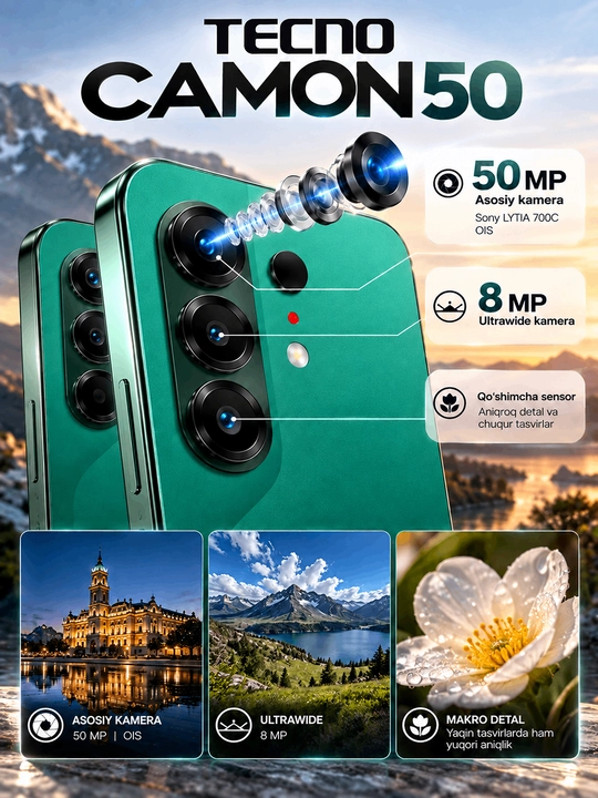 TECNO CAMON 50 — 6,78" 1.5K AMOLED 144 Гц