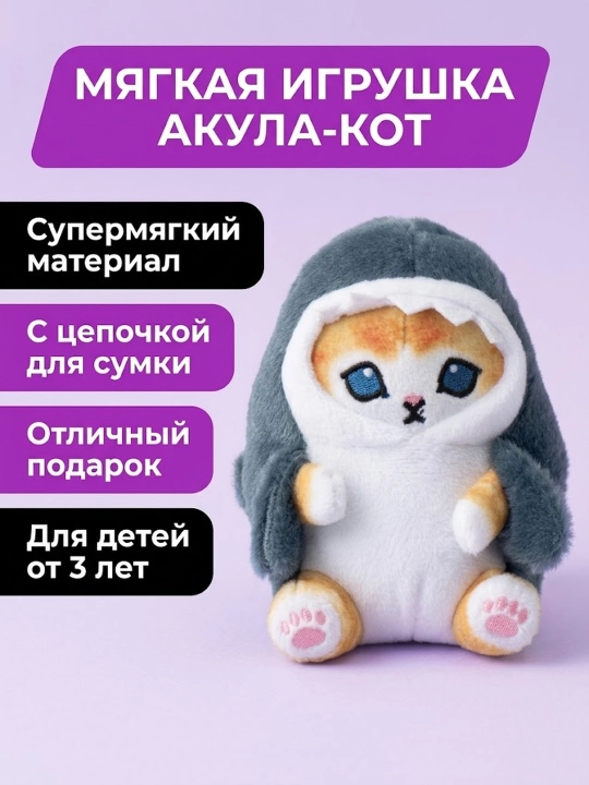 Yumshoq o'yinchoq "Akula mushuk" - 
