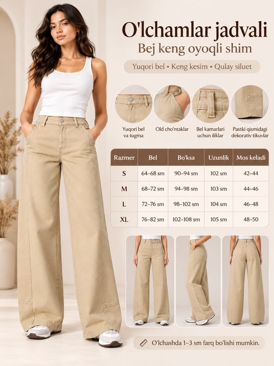 Ayollar uchun keng shim, yuqori belli palazzo kulot, kundalik casual klassik shim