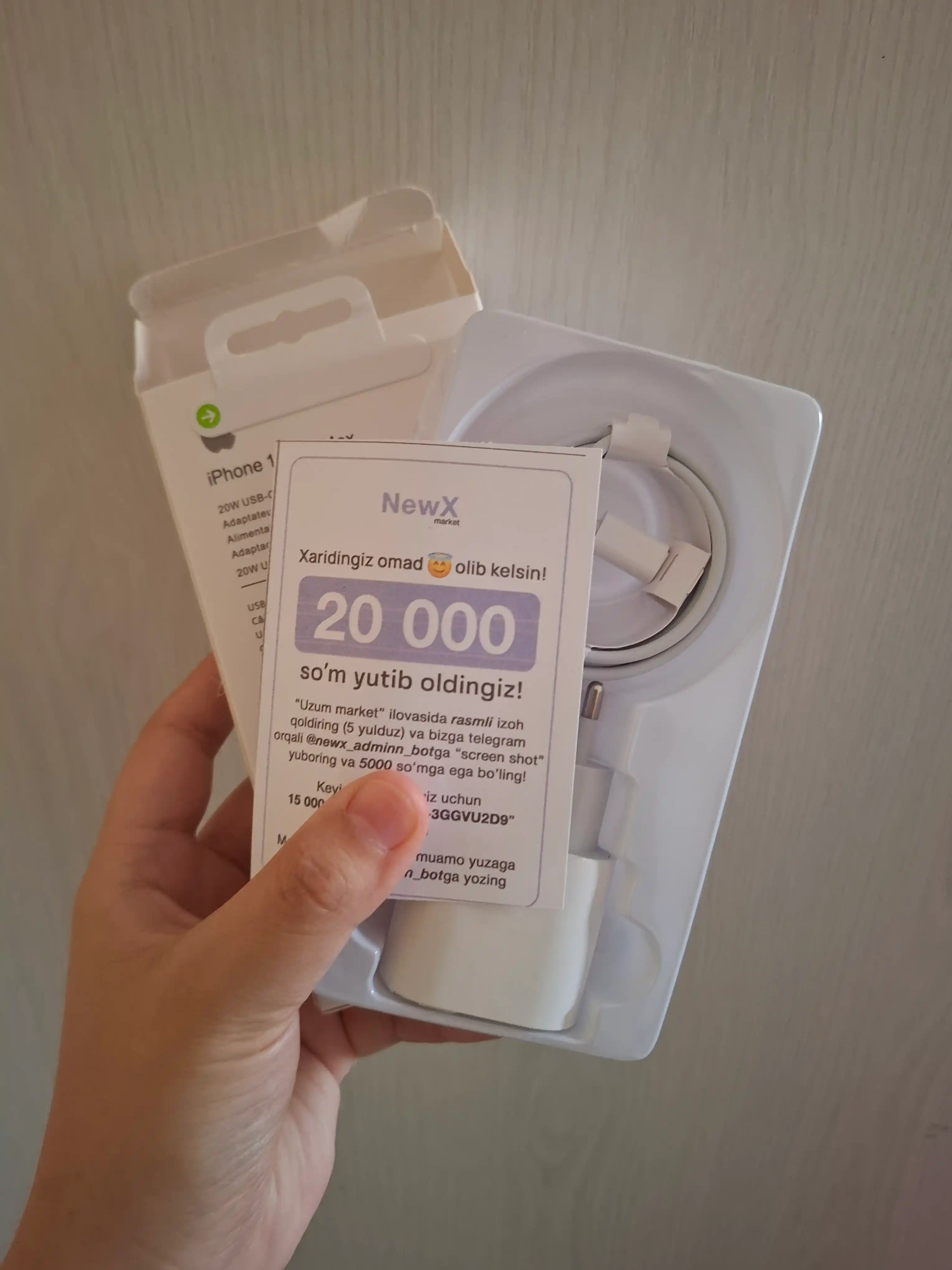 IPhone uchun quvvatlash to‘plami, adapter, Lightning kabeli | 20W tez quvvatlash