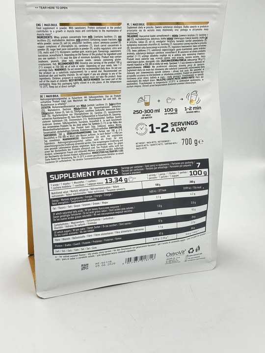 OstroVit Mass Bulk 700 g, Карамель OstroVit Mass Bulk 700 g, высоко белковый гейнер