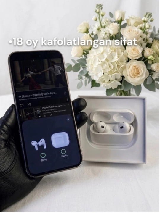 Simsiz quloqchinlar Pro 2 Premium, iPhone va Android uchun sensorli naushnik. Hello shop