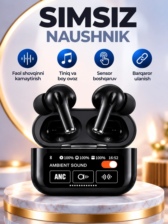 Simsiz naushniklar Arpods Pods Pro ANC, sensor ekranli