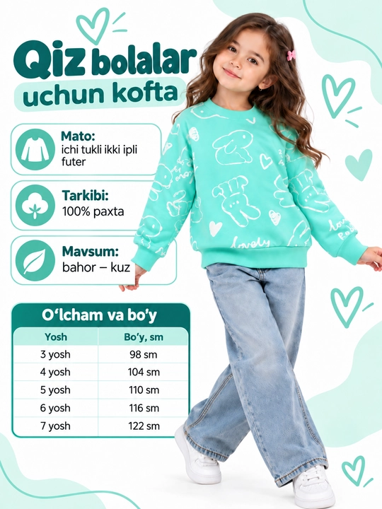 Qiz bolalar uchun svitshot - 