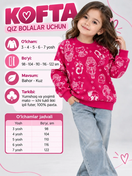 Qiz bolalar uchun svitshot - 