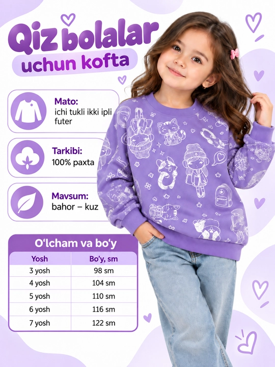 Qiz bolalar uchun svitshot - 
