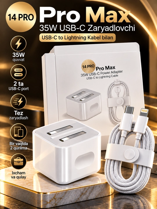 35W USB-C zaryadlovchi adapter va kabel to‘plami - 