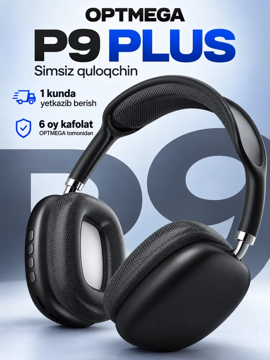 Simsiz Bluetooth quloqchinlar P9, mikrofonli, to'liq o'lchamli - 
