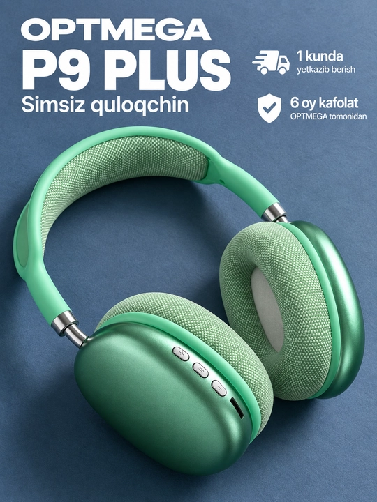 Simsiz Bluetooth quloqchinlar P9, mikrofonli, to'liq o'lchamli