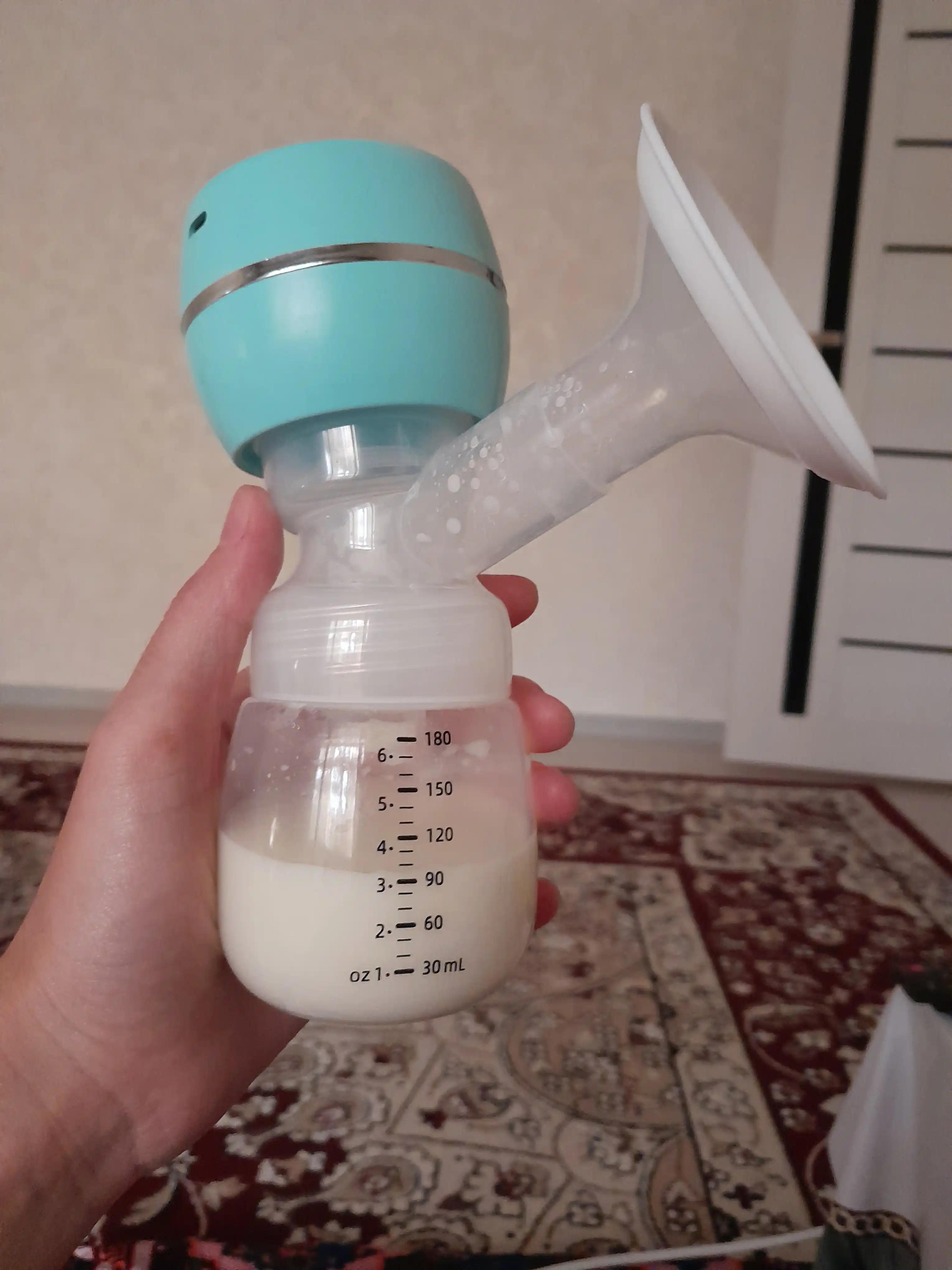 Elektr ko'krak pompasi, uch fazali, massaj funksiyali, oziqlantiruvchi shishasi bilan