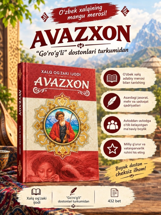 «Авазхан» — народное устное произведение из эпической серии «Горогли», 432 страницы - 