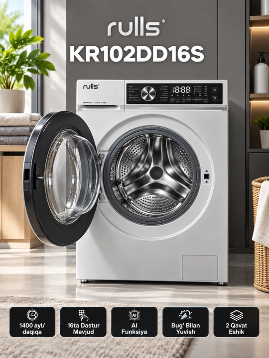 Rulls KR102DD16S - современная автоматическая стиральная машина большой емкости - 